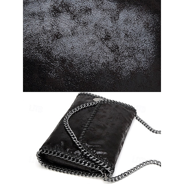 Red Shoulder with Bag Whipstitch Chain Faux Leather Detailing