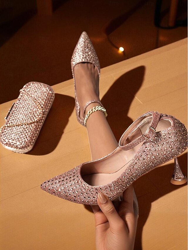 and Women's Set Green Matching Heels Bag Rhinestone Clutch