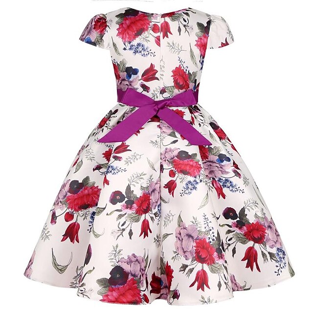 Party Floral Sleeve Kids Girls' Short Dress Flower