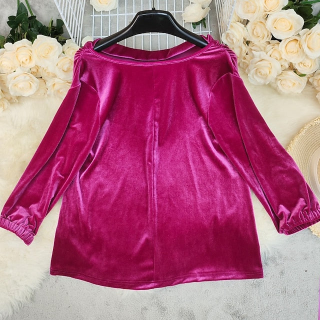Women's Shirt Elegant Dressy Satin Top Ruched Plain Vintage