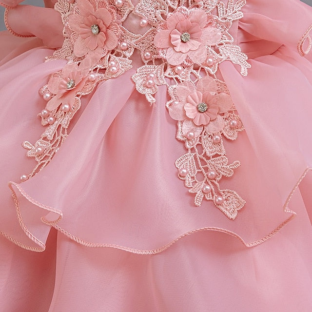 Dress Floral Girls' Asymmetrical Party Kids