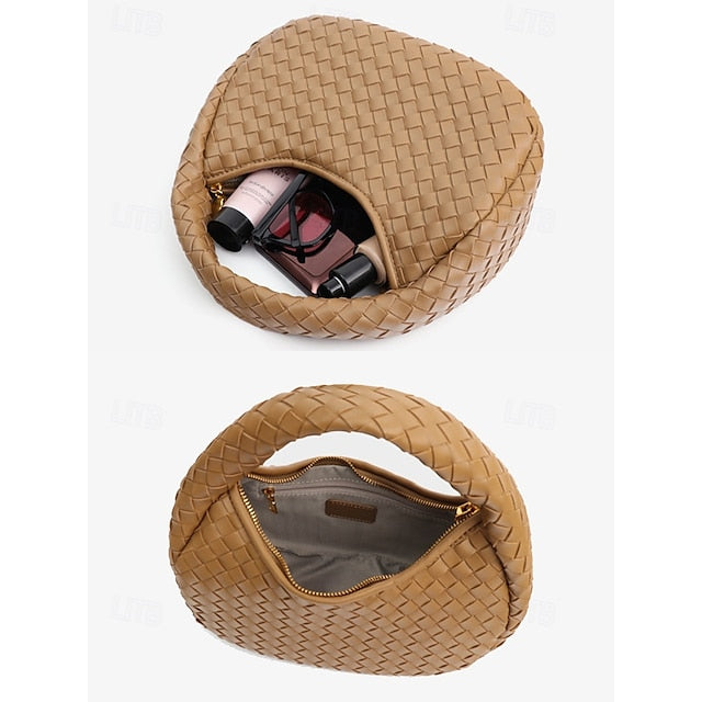 Chic Leather – Hobo Round Ivory Women's Bag Woven Elegant