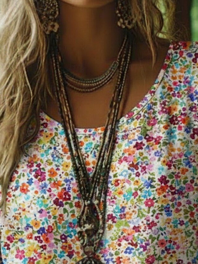 Women's Boho Shirt Boho T-shirt T Shirt Tee Top Print