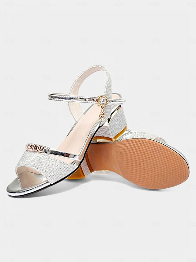 Silver - for Elegant Shoes Women Rhinestone Sandals Heeled