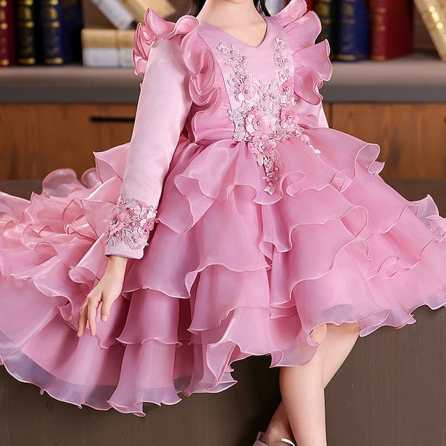 Dress Party Flower Long Special Kids Sleeve Girls' Wedding