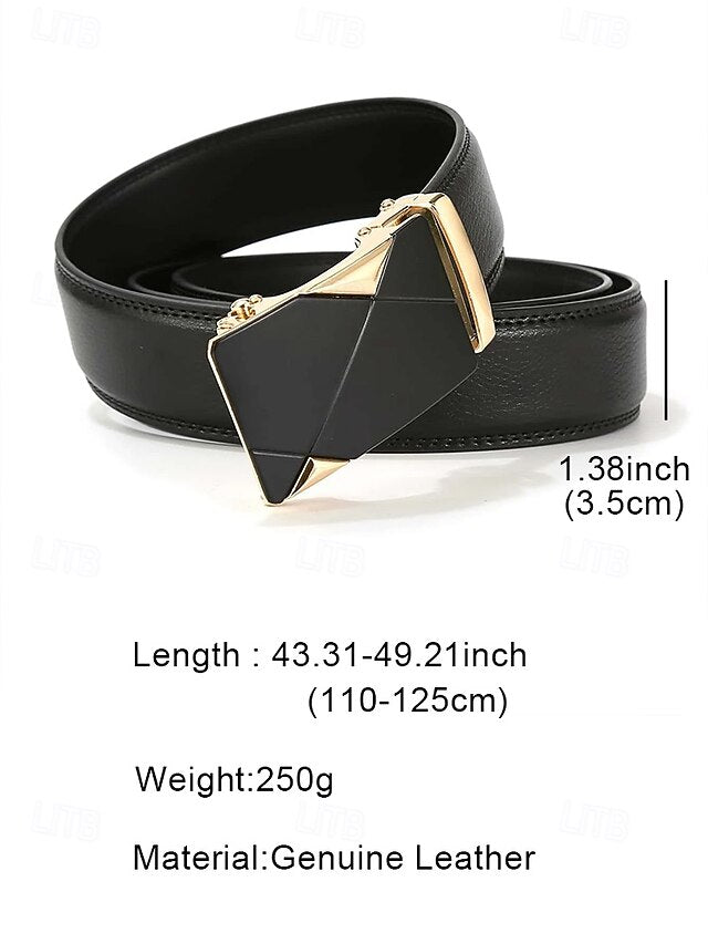with Leather Belt Black Metal Elegant Men's Adjustable