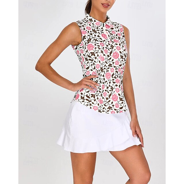 Women's Floral Tennis Shirt Sleeveless Print UPF50+ Quick