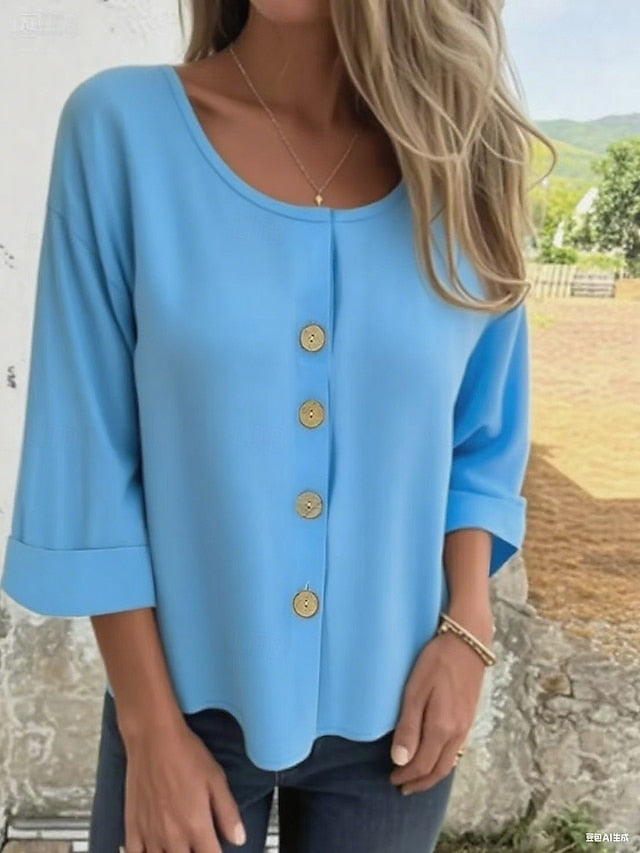 Women's Blouse Solid Color Elegant Stylish Casual Long