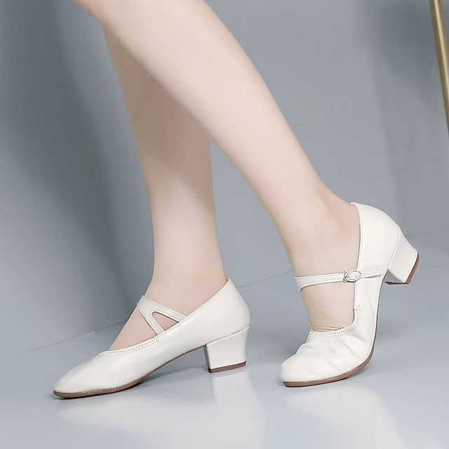 Gold Heel Dance Jane with Buckle Low Shoes Mary Women's