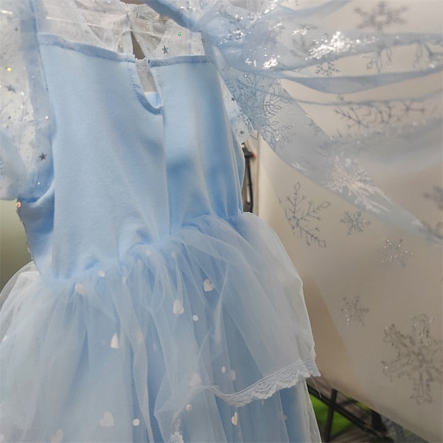 Flower Cosplay Dress Girl Princess Cloak Frozen Elsa