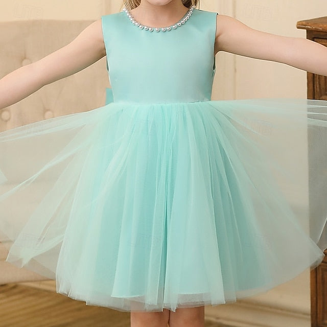Kids Sleeveless Party Dress Wedding Girls' Color Solid