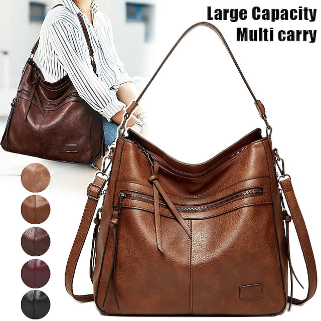 Leather Tote Bag Hobo PU Crossbody Women's Shoulder