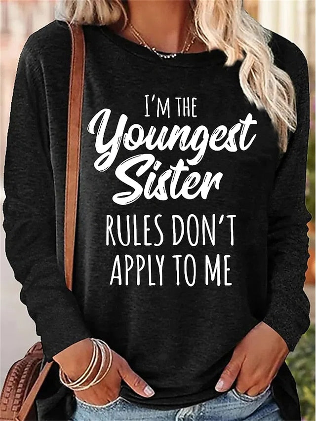 Women's T shirt Long Sleeve Letter Family Fashion Long