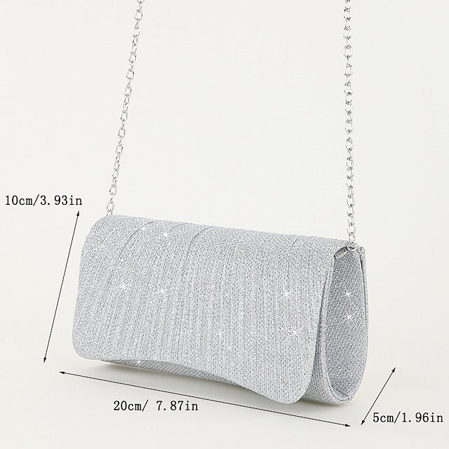 Women's Evening Silver Clutch Glitter – Elegant Purse