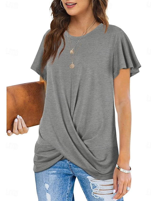Women's T Shirt Solid Color Plain Classic Modern Casual