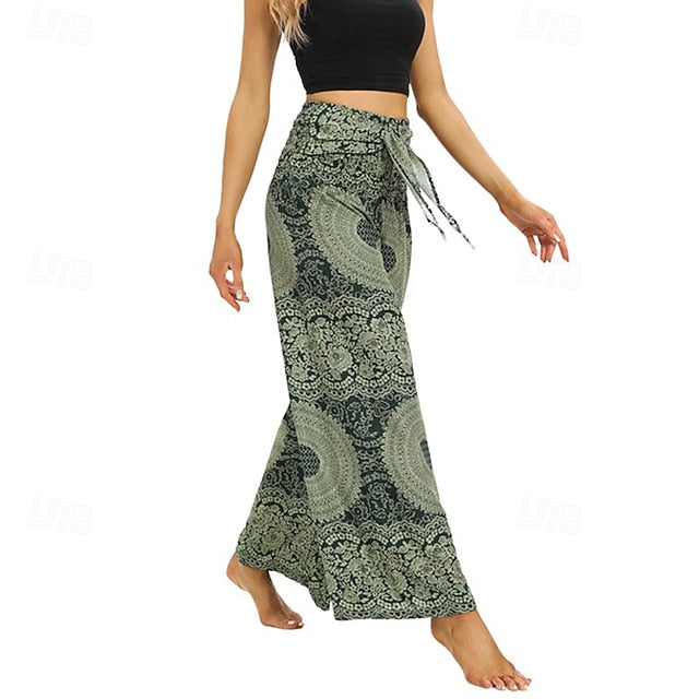 Women's Wide Leg Pants Trousers Casual Boho Full Length