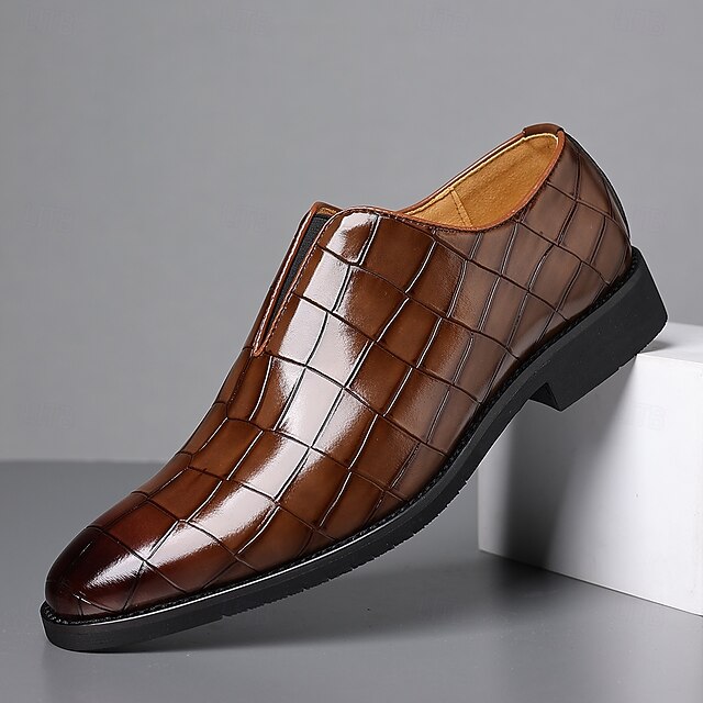 – Shoes Pattern Slip-On Burgundy Men's Crocodile