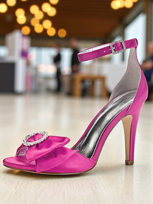 High Rhinestone Satin Purple with Heel Women's Sandals
