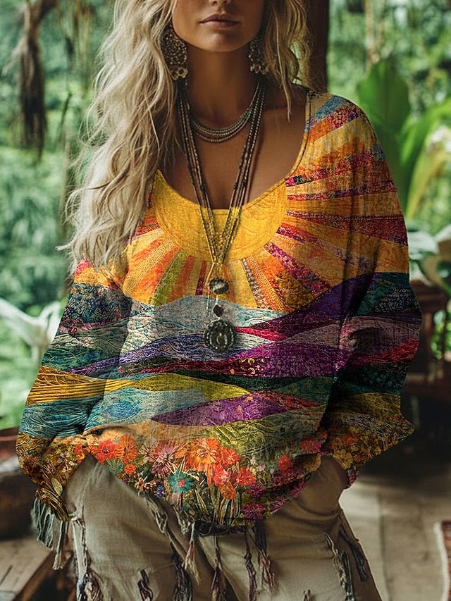 Women's Boho T-shirt T Shirt Tee Top Print Graphic Vintage