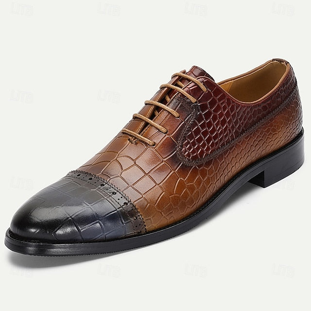 Shoes Oxford Leather Crocodile – Genuine Elegant Print Men’s