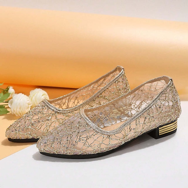 Silver Ballet Sequin Flats Elegant Women's – Mesh