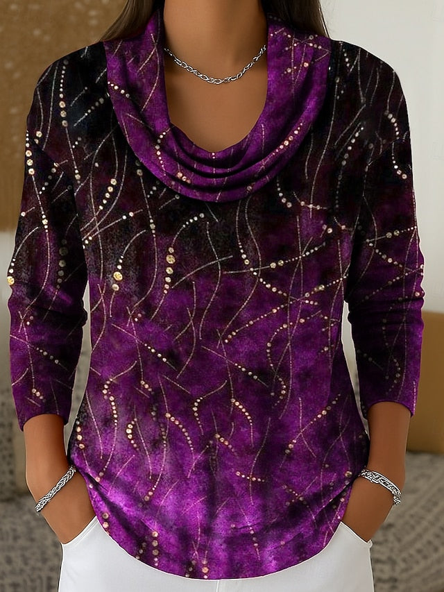 Women's Tunic Tee Print Tiered Ombre Graphic Abstract