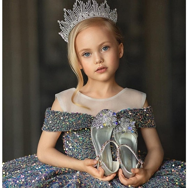 Party Girls' Dress Flower Color Solid Girl Kids