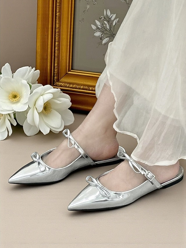 Women's with Rhinestone Pointed Toe Black Flats