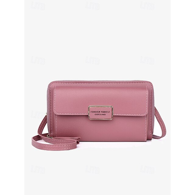 Crossbody Women's Leather Wristlet PU Phone Mobile Bag