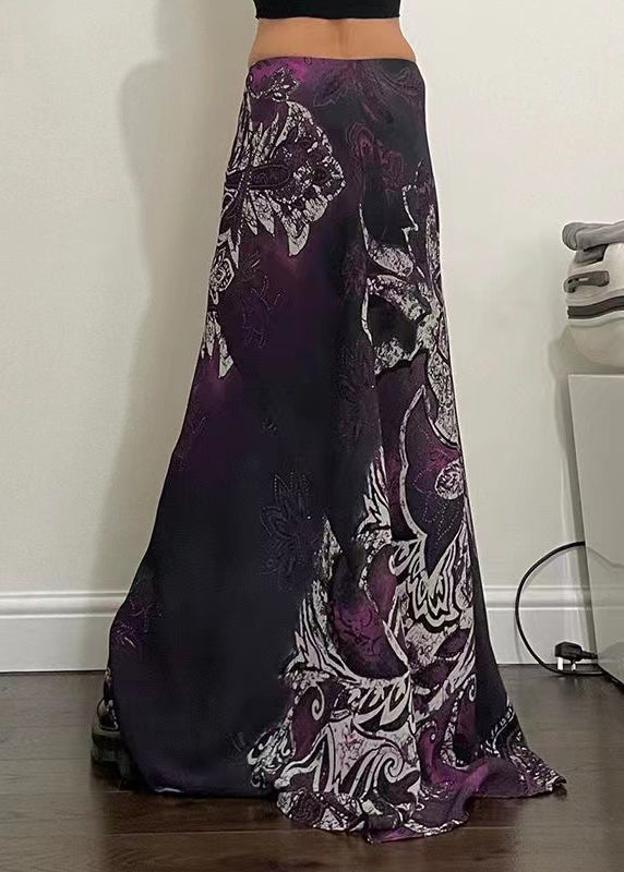 Bohemian Print Line Draping Spring A Purple Skirt