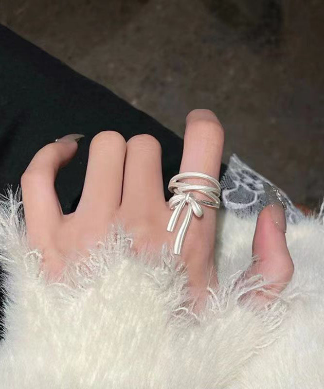 Rings DIY Bow Ribbon Silk Silver Sterling