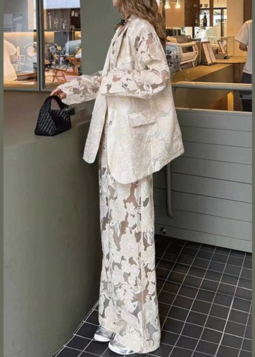 Set Hollow Suit Three White Luxury Pants Lace Light Vest Piece