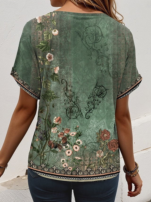 St. Patrick Women's T Shirt Print Ombre Floral Graphic