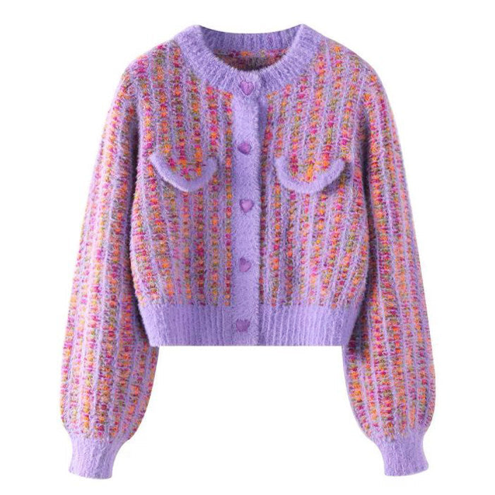 Cardigan court en tricot doux