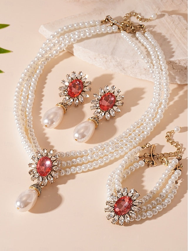 Women's with Earrings Pearl Jewelry Set