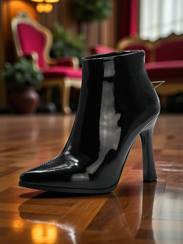 Heel Boots Faux Ankle Gold Fur Women's Lining Stiletto with