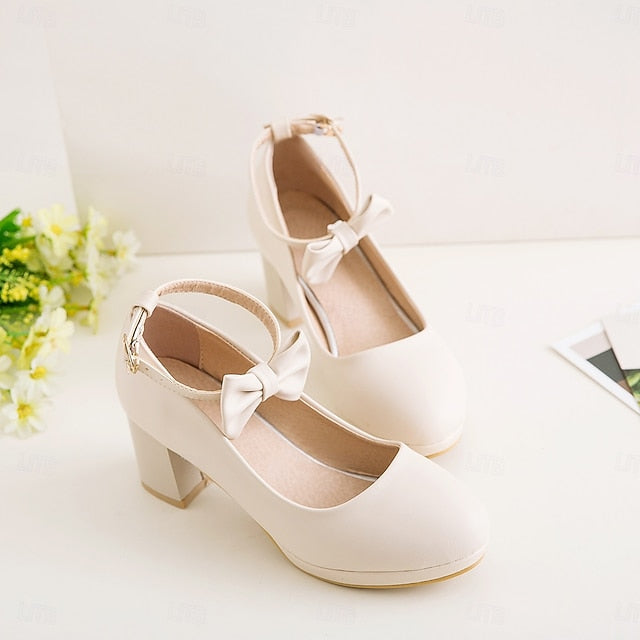 Shoes Perfect White Bow for Jane Mary - Girls' Weddings