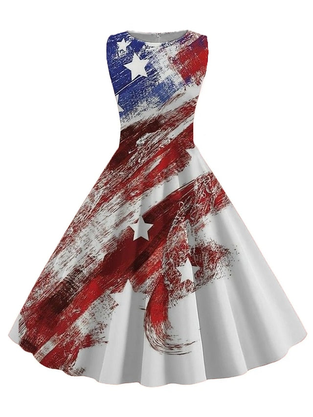 Women's Retro 1950s Vintage Tea Dresses Midi Dress Daily