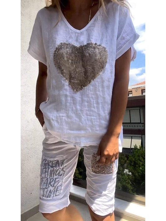 Women's EU / US Size2 Pieces SetsLinen-Inspired Sets Two
