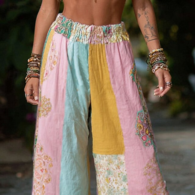Women's Wide Leg Pants Trousers Palazzo Pants Vintage Boho
