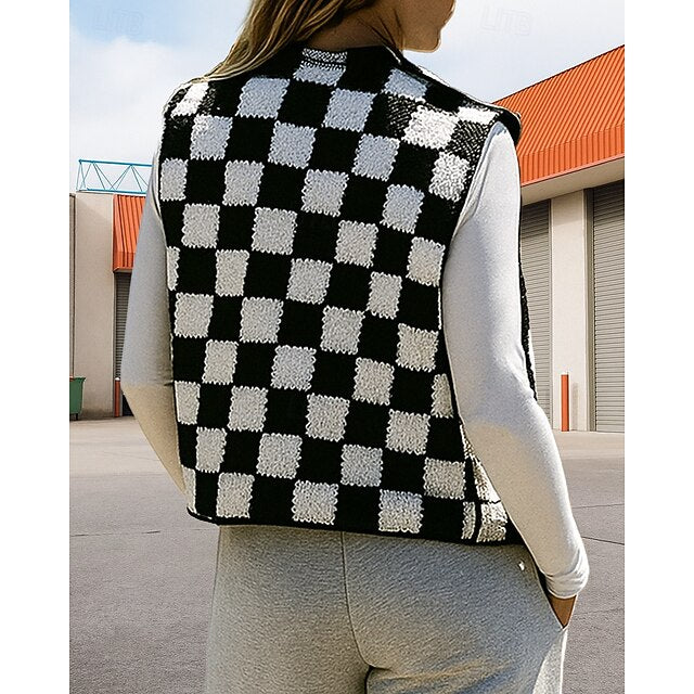 Women's Fall Top Winter Coat Fleece Vest Long Sleeve Top