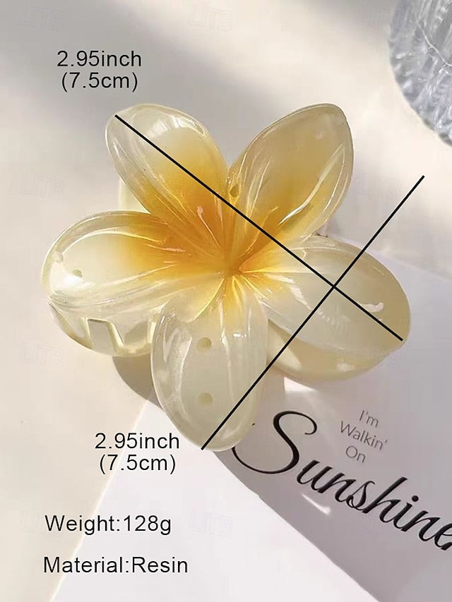 Hawaiian Resin Flower Hair Tropical Clips – Plumeria 6PCS