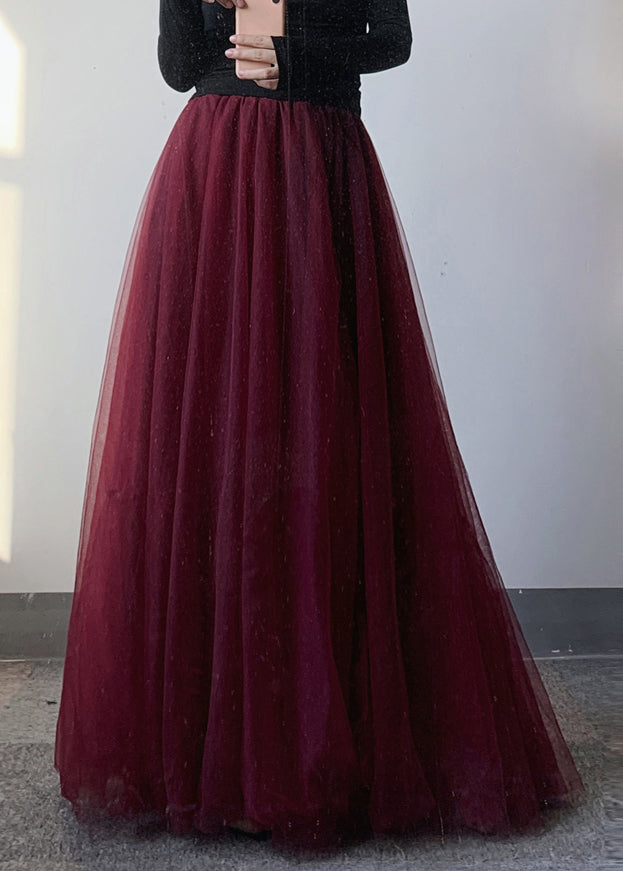 Waist Elastic Tulle Maxi Modern Skirt Mulberry