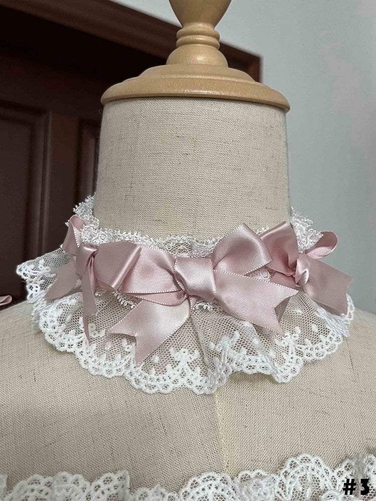 White Bows Choker Pink Decorated