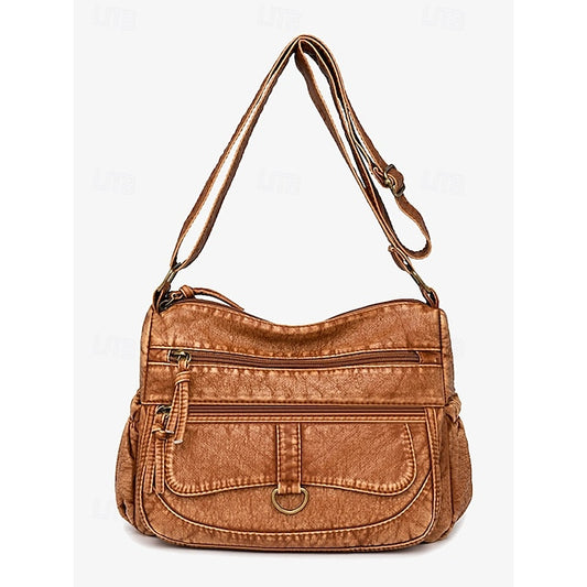 Crossbody Women's Vintage Faux Leather with Brown Bag