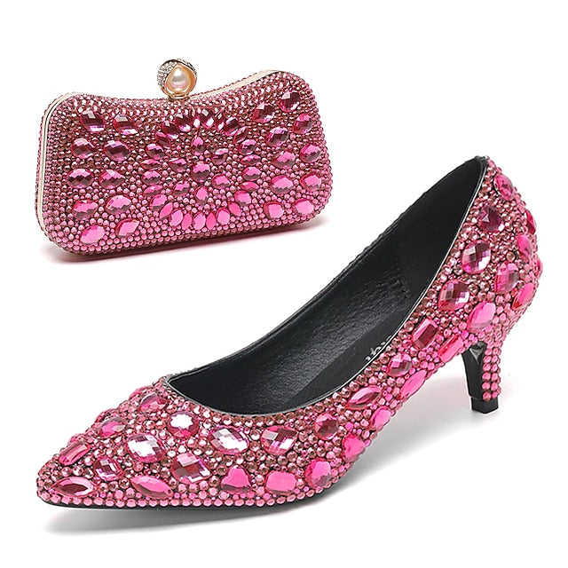 Kitten Shoes Matching Crystal-Embellished Heel and Women's