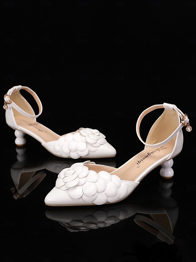 Shoes Bridal White with Floral-Embellished Clutch – Matching