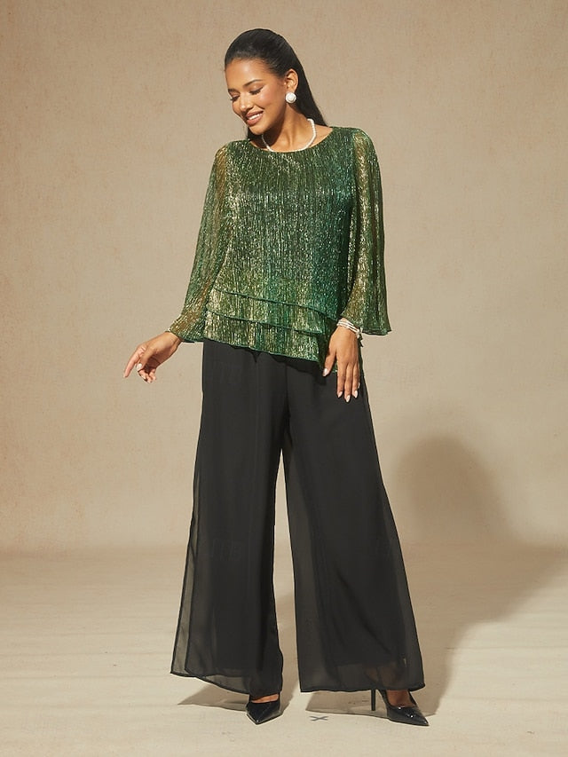 Women's Blouse Chiffon Tops Lace Tops Ruched Glitter Solid
