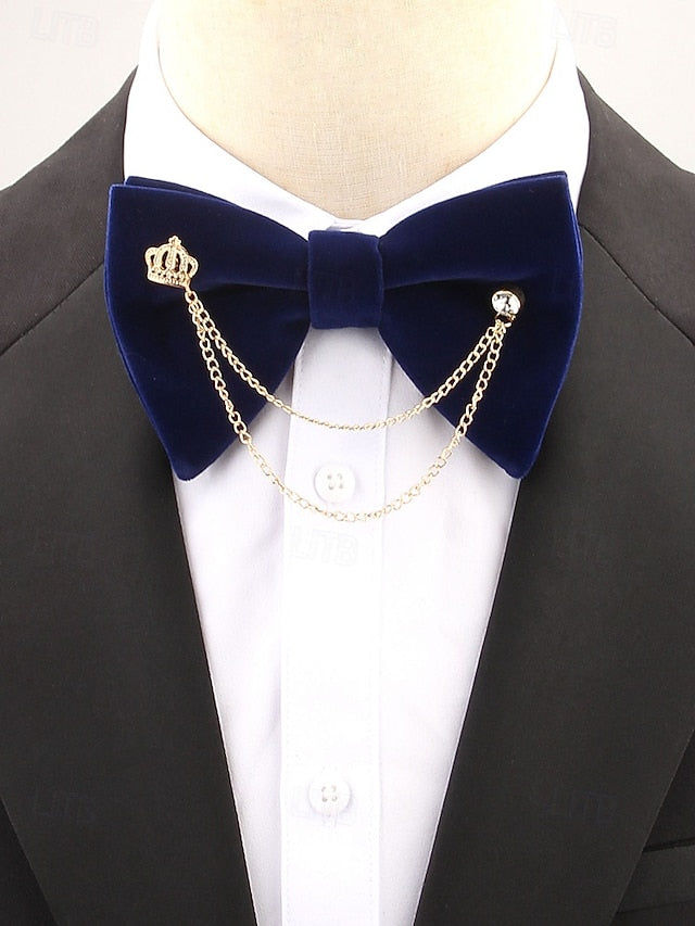 with Detail Chain Men's Tie – Velvet Bow and Crown