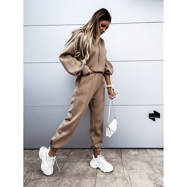 Women's Tracksuit Pants Sets Sweatshirt Long Sleeve Hooded